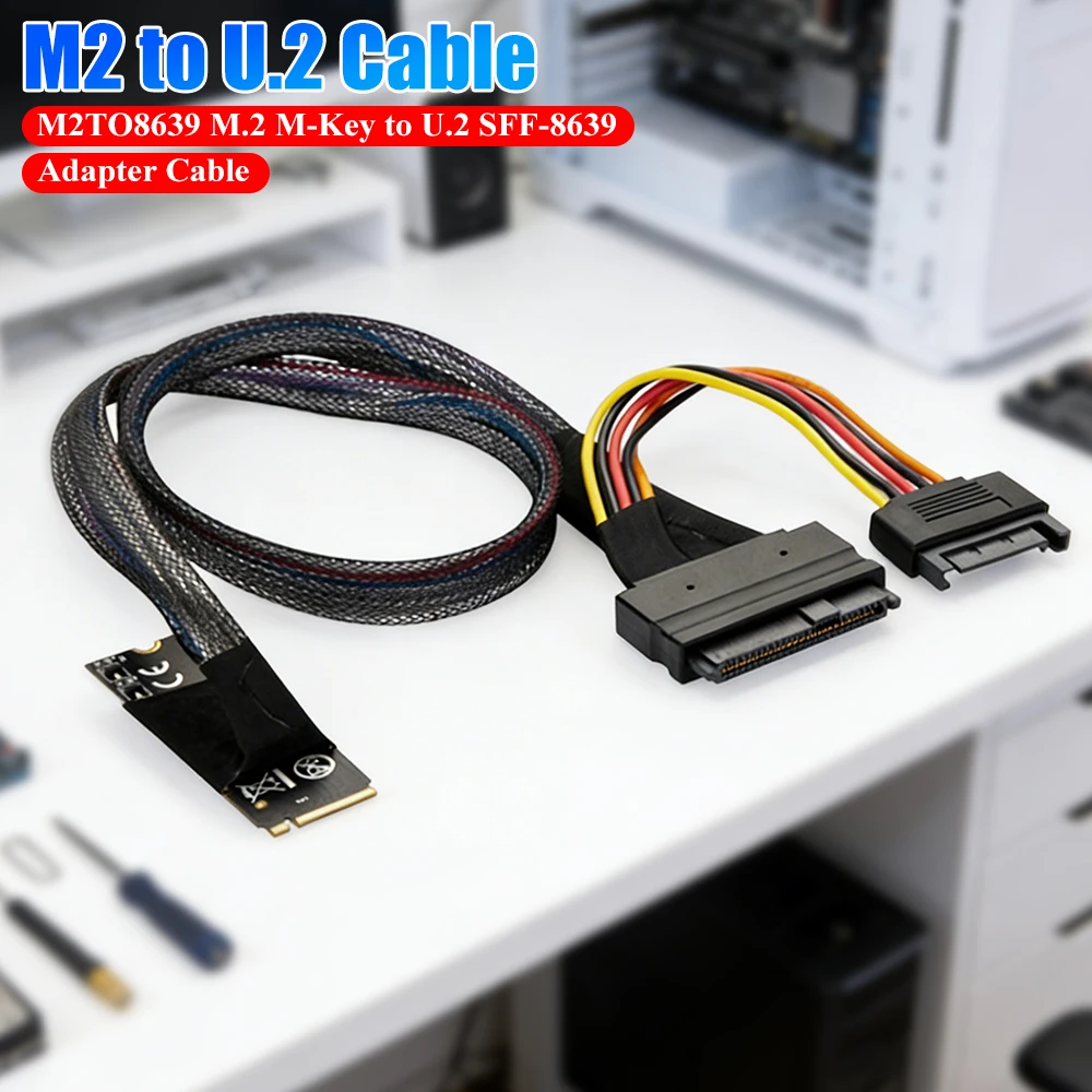 

M2TO8639 M.2 M-Key to U.2 Interface Adapter Cable with SATA 15P Female Connector for 2.5 inch NVMe SSD Hard Disk M2 to U.2 Cable
