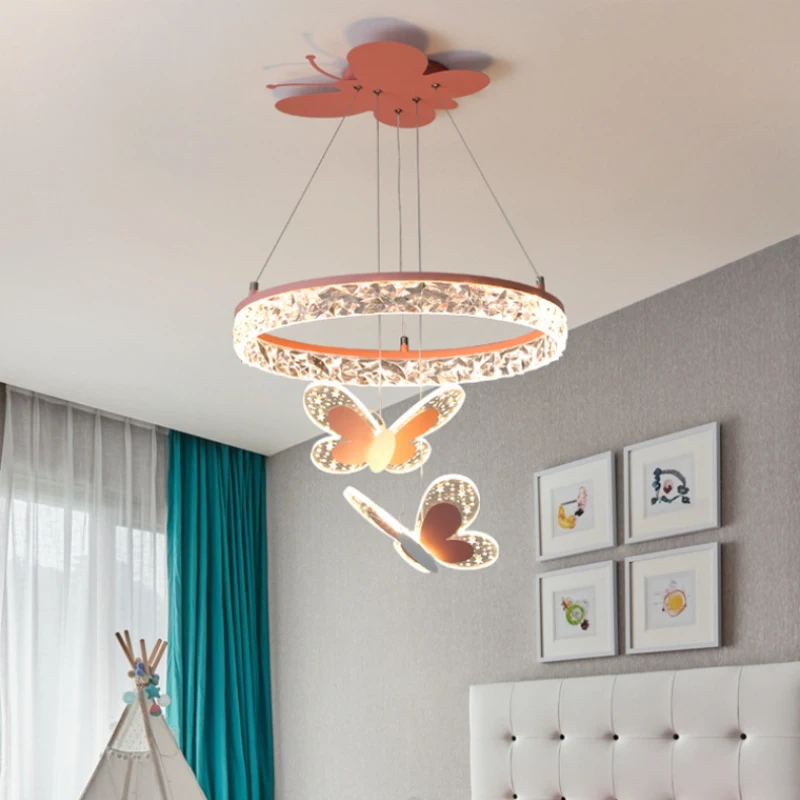 Butterfly Lamps Princess Room Children\'s Room Chandeliers Warm Romantic Home Decoration Modern Cartoon Girl Bedroom Chandelier