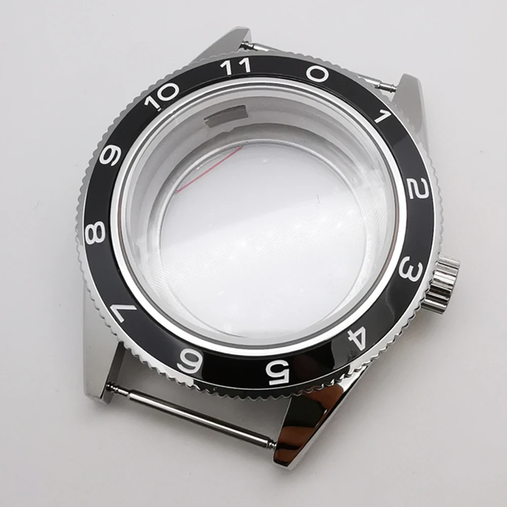 

41mm sapphire glass sterile watch case black/blue ceramic bezel fit NH35,NH36,Miyota8215,ETA2824 PT5000 movement