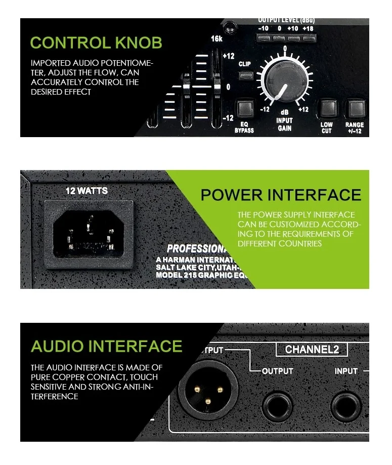 อุปกรณ์เสียงมืออาชีพ2 × 15 Band Graphic EQ Equalization โรงงาน Whosesale สำหรับสตูดิโออุปกรณ์