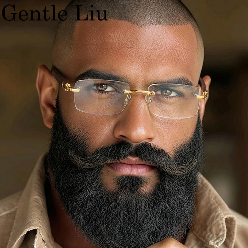 Natural Rimless Wooden Sunglasses Men 2026 Luxury Brand Original Wood Sun Glasses for Male Retro Rectangle Eyewear Shades UV400