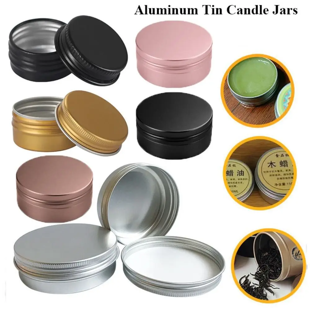 1Pcs Mini Round Aluminum Tin Jar for Cream Balm Nail Candle Cosmetic Container Refillable Bottles Tea Cans Metal Box Candle Jars