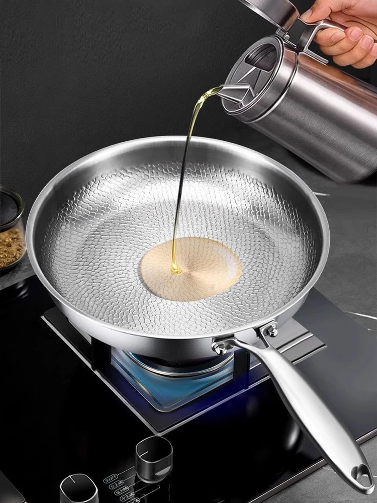 22/24/26/28/30cm Titan-Edelstahl-Bratpfanne Antihaft-Wok für Zuhause, Eier, Steak, Induktion, Gasherd, Küchenkochgeschirr