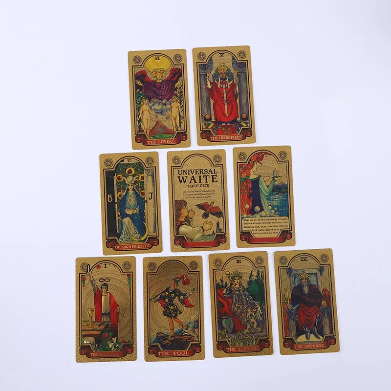 Plastic Waterproof Tarot Golden Foil Tarot Cards Full English Edition Magician Tarot Deck Board Game  English Rules