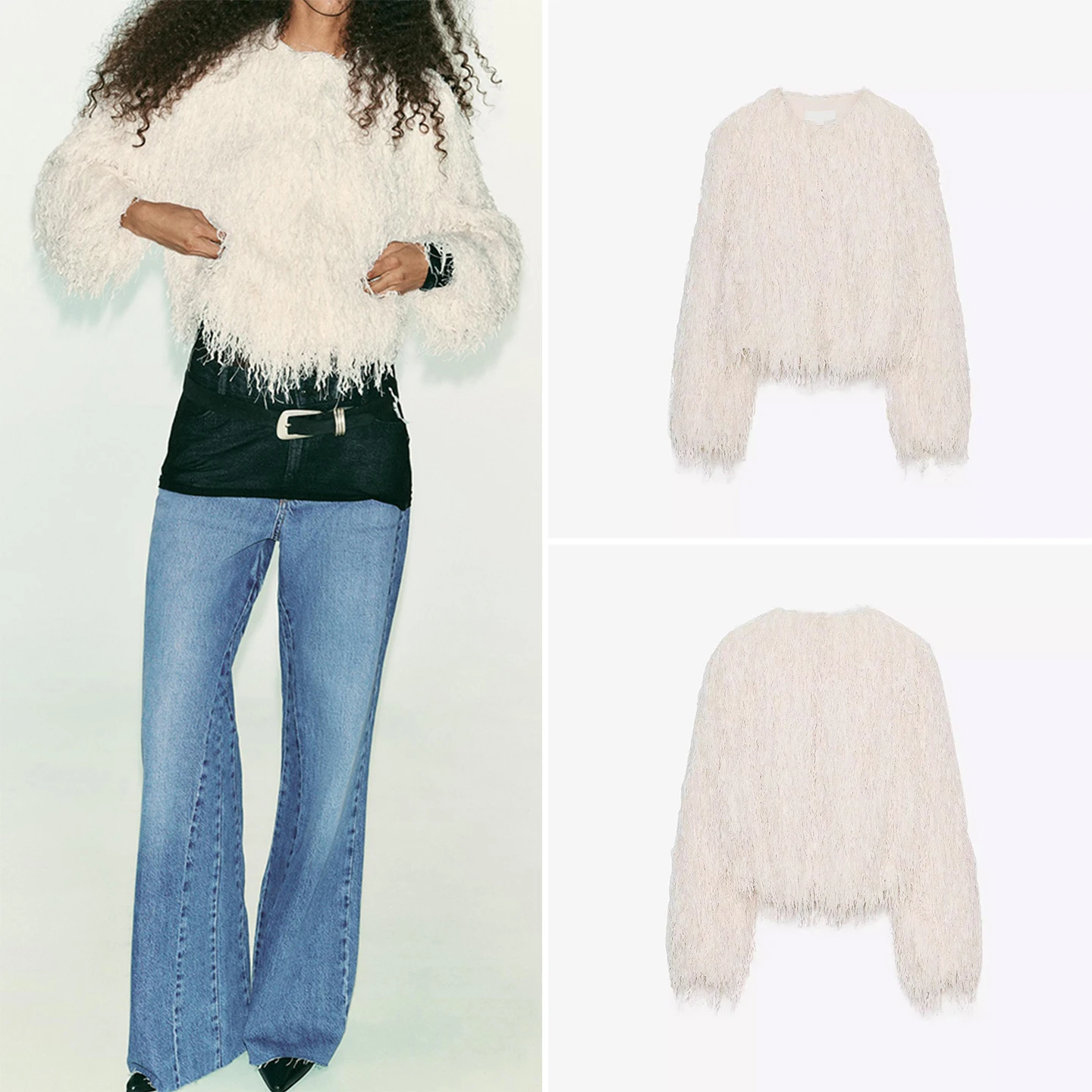 

Fall 2025 Women's Faion Outerwear Long Sve Metal Line Embellied Coat Casual Sle Stand Fit ort Length Color