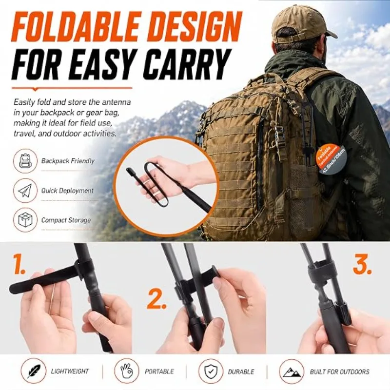 Dual Band VHF UHF 136-520MHz 47cm Foldable CS Tactical SMA-F Ham Radio Antenna for Baofeng UV-5R UV-82 BF888S GT-3 Two Way Radio