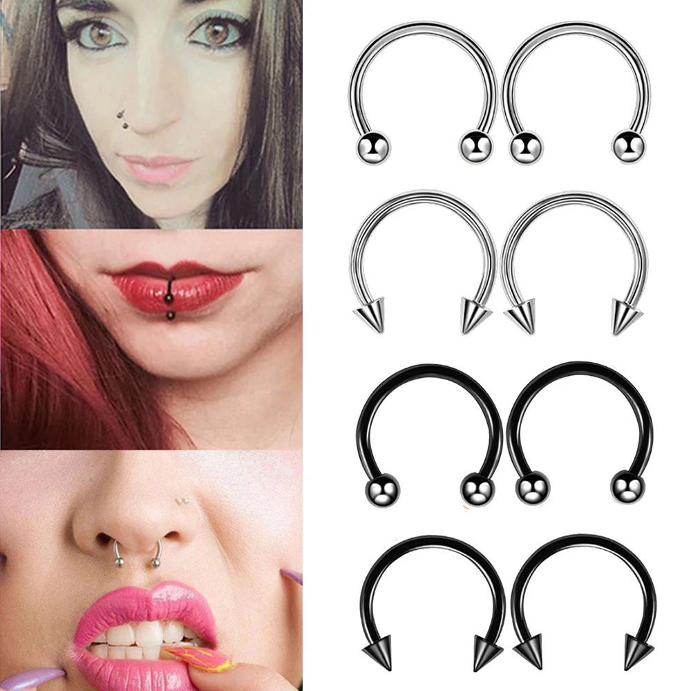 1/4/8 Pcs/Pack,Stainless Steel Horseshoe Septum Piercing Nose Ring