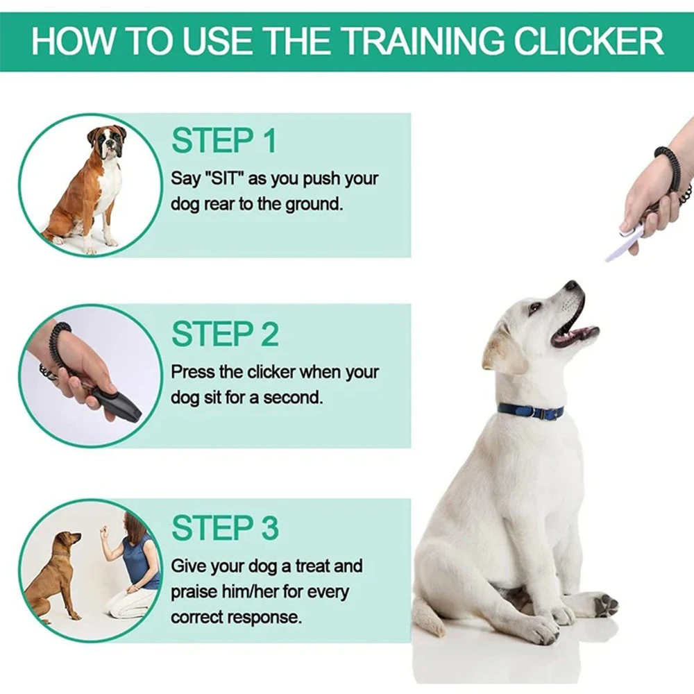 2 In 1 Pet Dog Clicker Dog Training Whistle Dog Trainer Puppy Stop Barking Training Aid Tool with Key Ring Pet dog Supplies