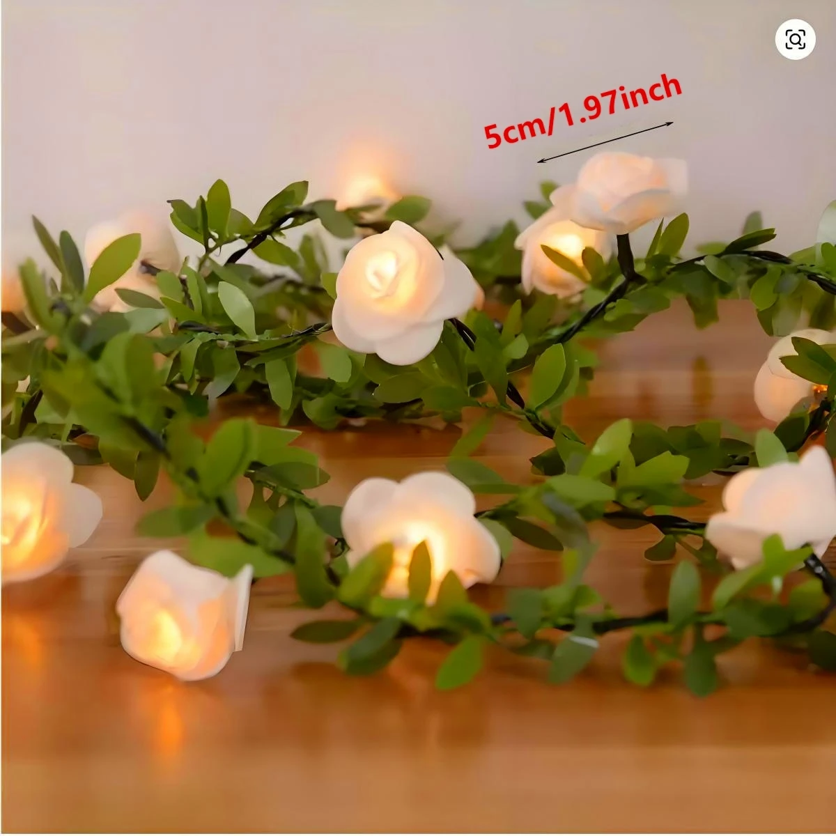 1-Pack 10/20 Led White Rose Flower String Lights Battery Operated for Valentine's Day Wedding Home Party Birthday Decor