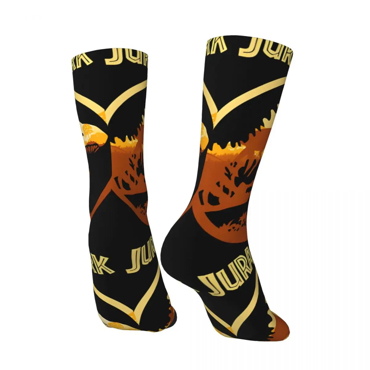 Sunset Silhouette Movie Men's Socks Retro Harajuku Jurassic Park Street Style Novelty Casual Crew Sock