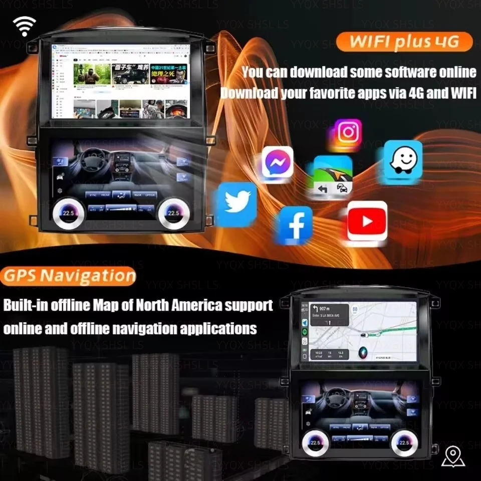 10’’Android 13 For Toyota Land Cruiser LC100 2003-2007 Gps Navigation Carplay Car Radio HD Touch screen Stereo Auto Head Unit