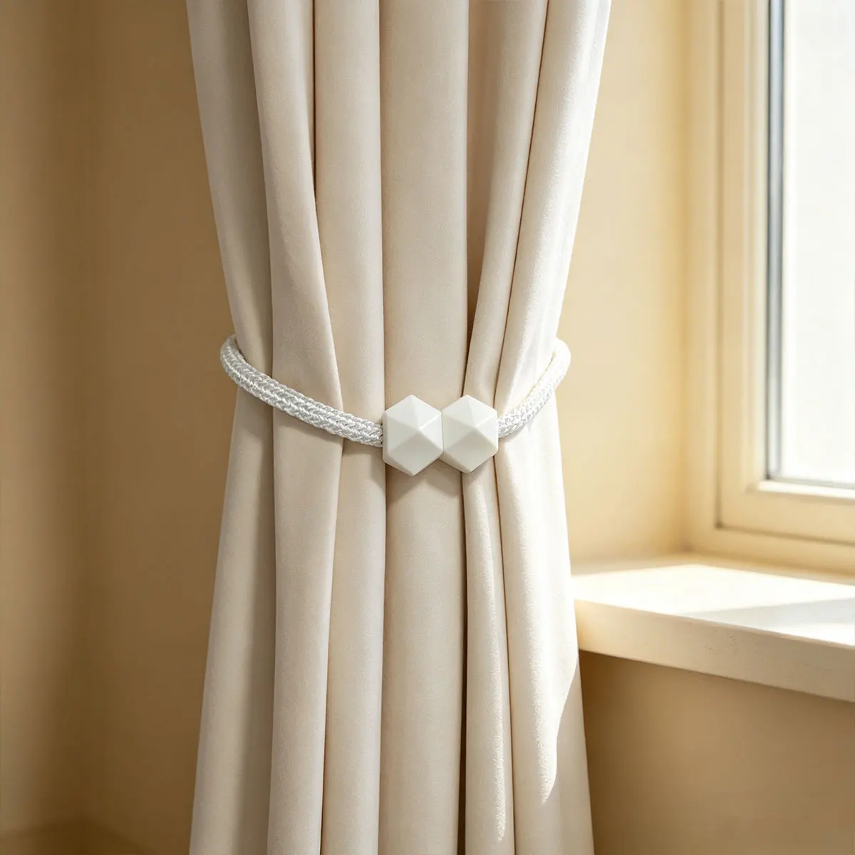 Rhombus Magnetic Curtain Tieback, Braided Rope Decorative Curtain Holdback for Window Curtain Home Decoration
