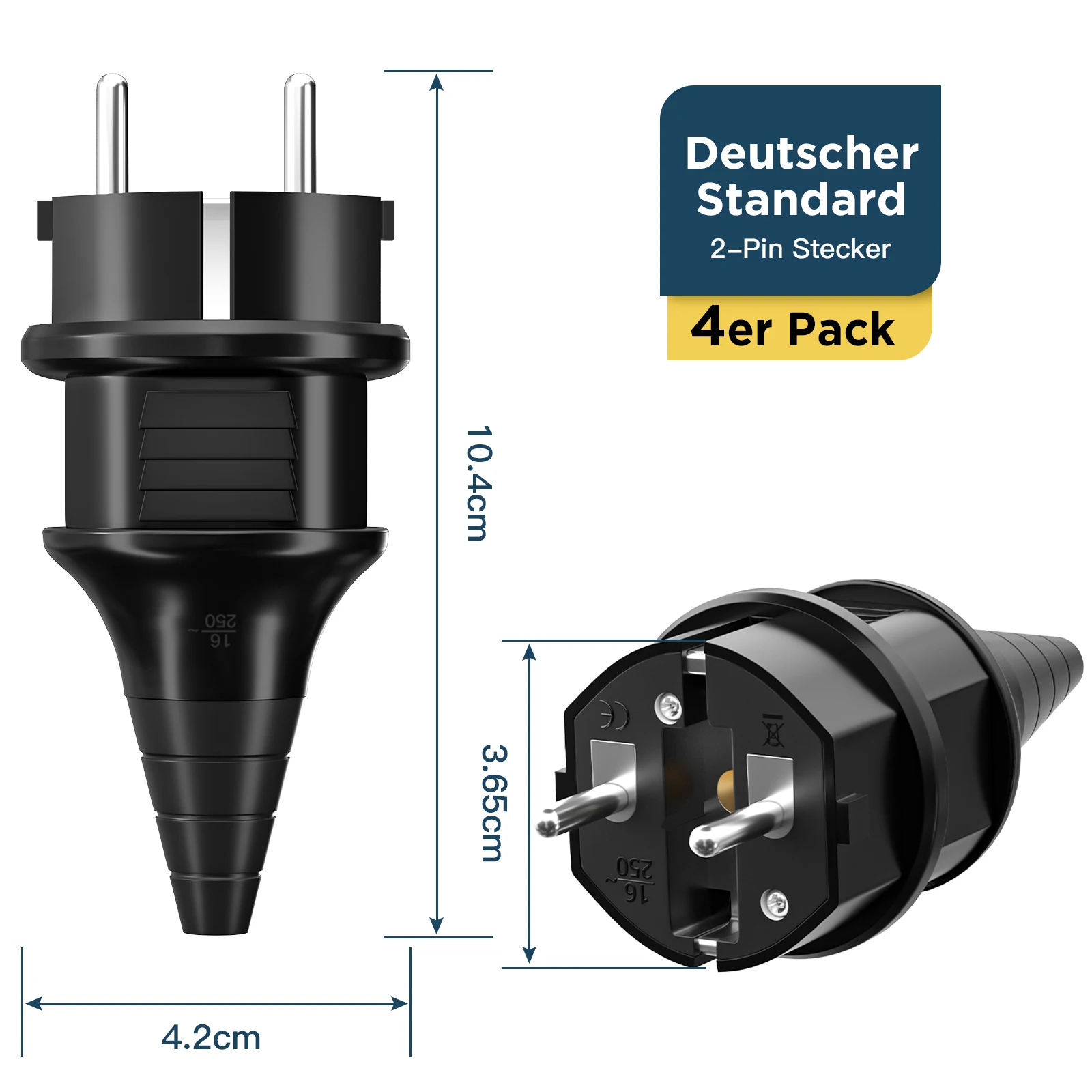 3/4 Pack Female Male Connector Electrical Plug Rewireable Socket France Korea German EU Schuko Power Cord Wired Waterproof