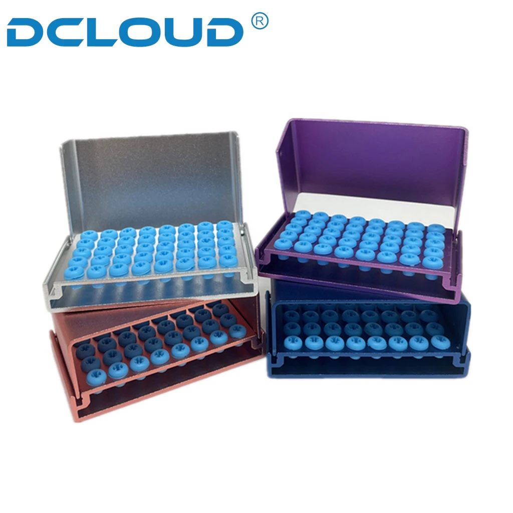 DCLOUD 40 Holes Dental Bur Holder Aluminium Alloy Disinfection Case Block Silicone Stand Organizer Box Autoclable Dentist Tools