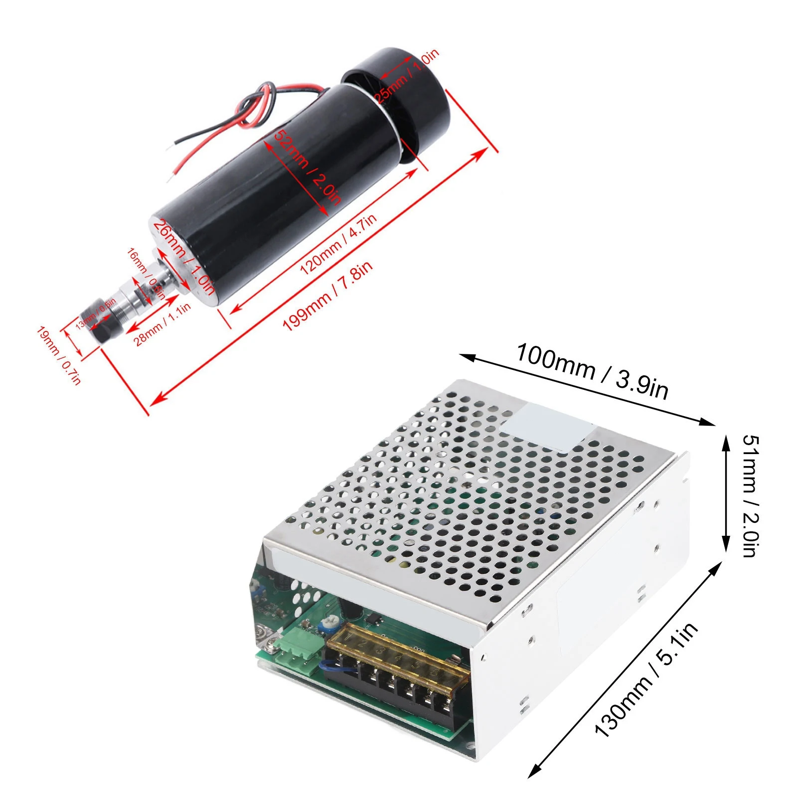 Air Cooled Spindle Motor Air Cooled Spindle Motor Speed Governor ER11 Fixture for DIY Engraving 12000RPM 500W Spindle Motor Kit