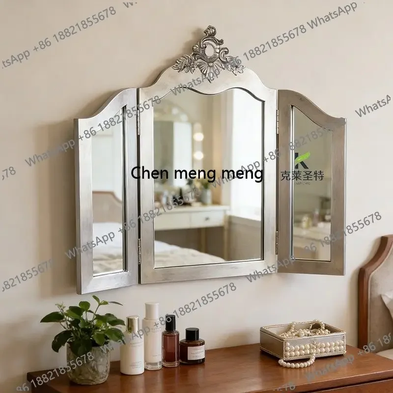 a17 French dressing mirror desktop American retro bedroom tri-fold makeup mirror desktop special-shaped