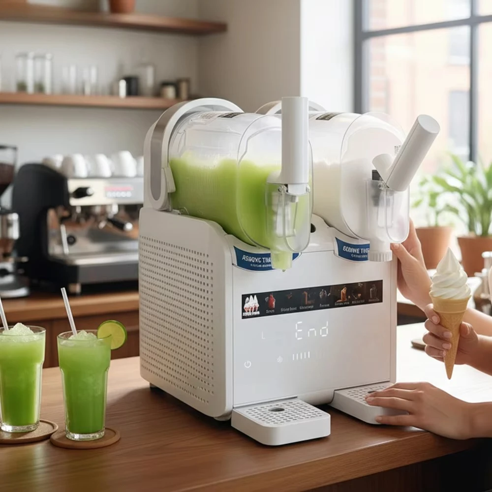 1.8L * 2 Automatic Mud Maker 7 Preset Program Soft Ice Cream Mud Maker Frozen Beverage Machine 8 in 1