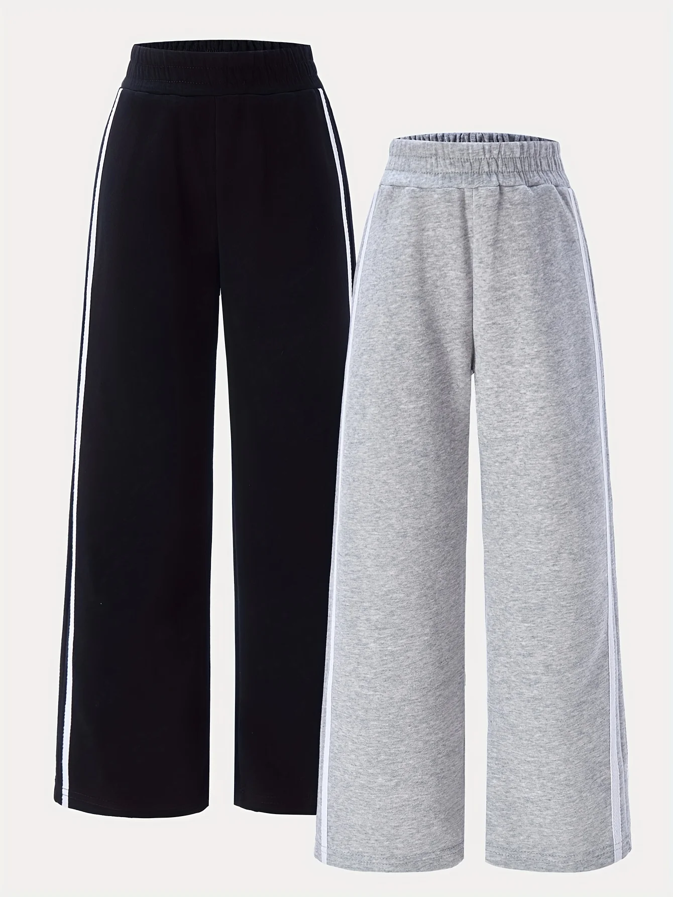 Girls Sport Pants 2-Pack Elastic Waist Micro Stretch Fabric Multi-Scenario Wear Children's Trousers Comfortable Loose Fit