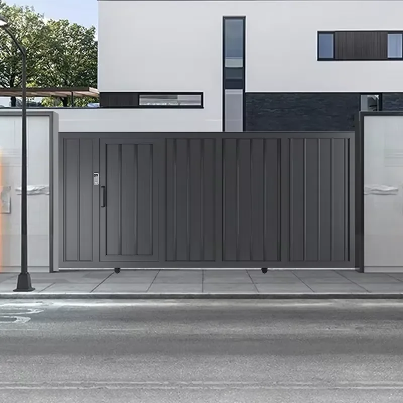 Automatic Electric Telescopic Aluminum Alloy Sliding Gate for Outdoor Use for Villas Gardens with Iron Art Courtyard Door