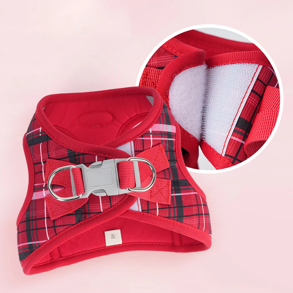 Adjustable Plaid Dog Harness Leash Set  3Pcs with Bow Tie - Matching Pet Walking Gear for All Breeds view 5