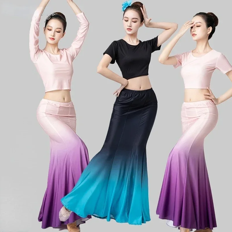 

Chinese Traditional Peacock Dance Costume Dress Long Mermaid Peacock Dance Folk Stage Performance Dai Dance Festival Outfit