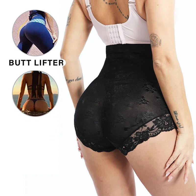 GUUDIA-bragas moldeadoras de cuerpo de encaje Jacquard, ropa moldeadora de malla Sexy, calzoncillos de cintura alta con gancho y cremallera,