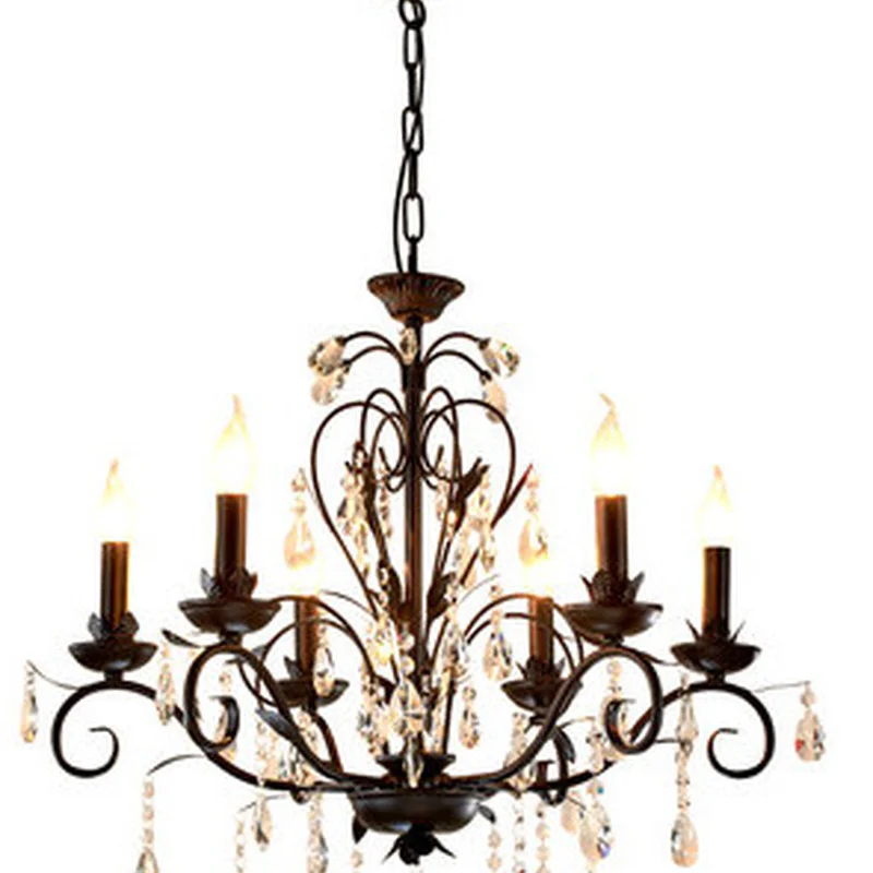 

Chandelier Lighting Vintage Rustic Wrought Iron Chandelier Wedding Decoration Black Led Crystal Chandeliers 6 8 Lights E14 Led