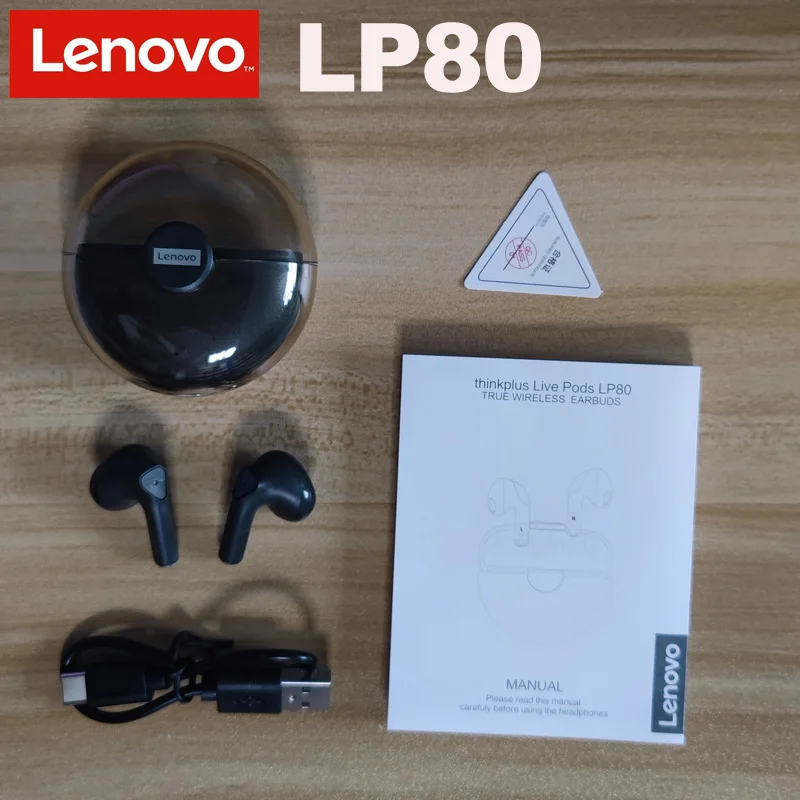 سماعات لينوفو LP80 سماعات بلوتوث TWS لاسلكية سماعات رياضية للالعاب واللياقة البدنية سماعات أذن قصيرة الكمون للموسيقى