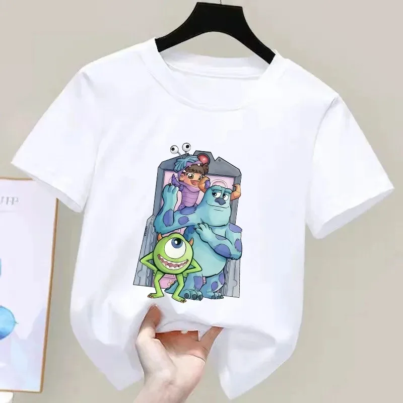 2026 Neues Kinder-Baumwoll-Kurzarm-T-Shirt Hellblau mit Monsters Inc. Aufdruck Rundhals-Oberteil für Jungen & Mädchen Sommerkleidung – Detail 3