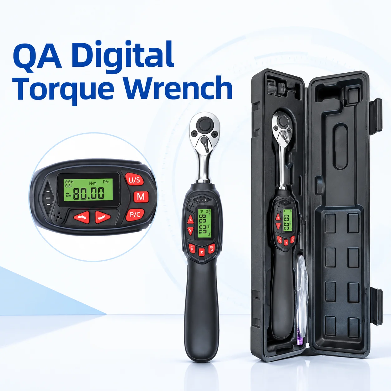 Fanyaa Digital Torque Wrench 0.3-135Nm 1/4 3/8 1/2 Drive ±2% Ratchet Wrench for Bike Car Repair