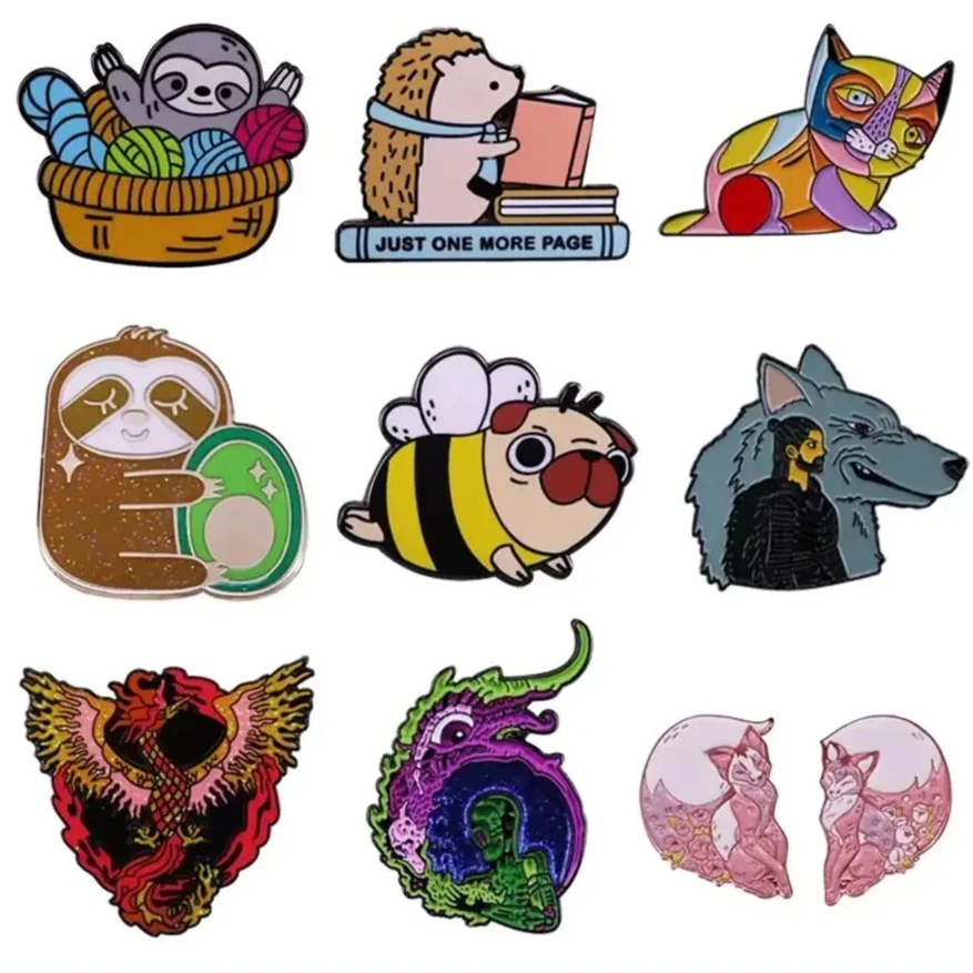 All Kinds of Cute Small Animal Metal Enamel Pins Funny Sloth Squirrel Giraffe Lapel Brooch Children Fashion Badge Jewelry Gifts
