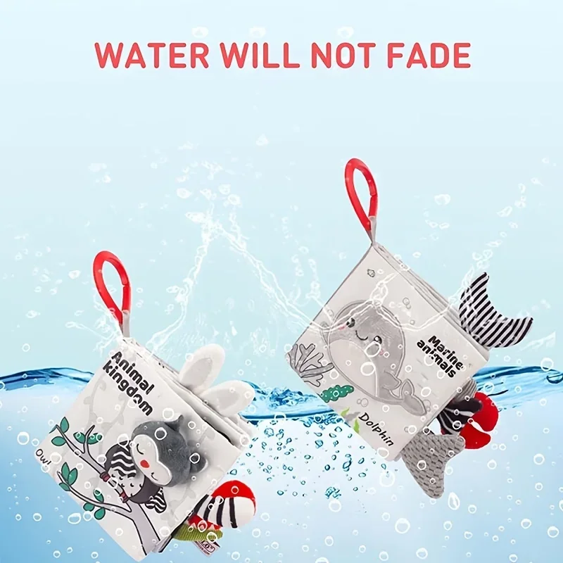 Lot de 2 livres en tissu pour bébé : éducation précoce, habitudes et cadeaux pour nouveau-nés de 0 à 6 mois - Graphique doux et stéréo (2,5 x 13 cm/4,9 x 5,1'')