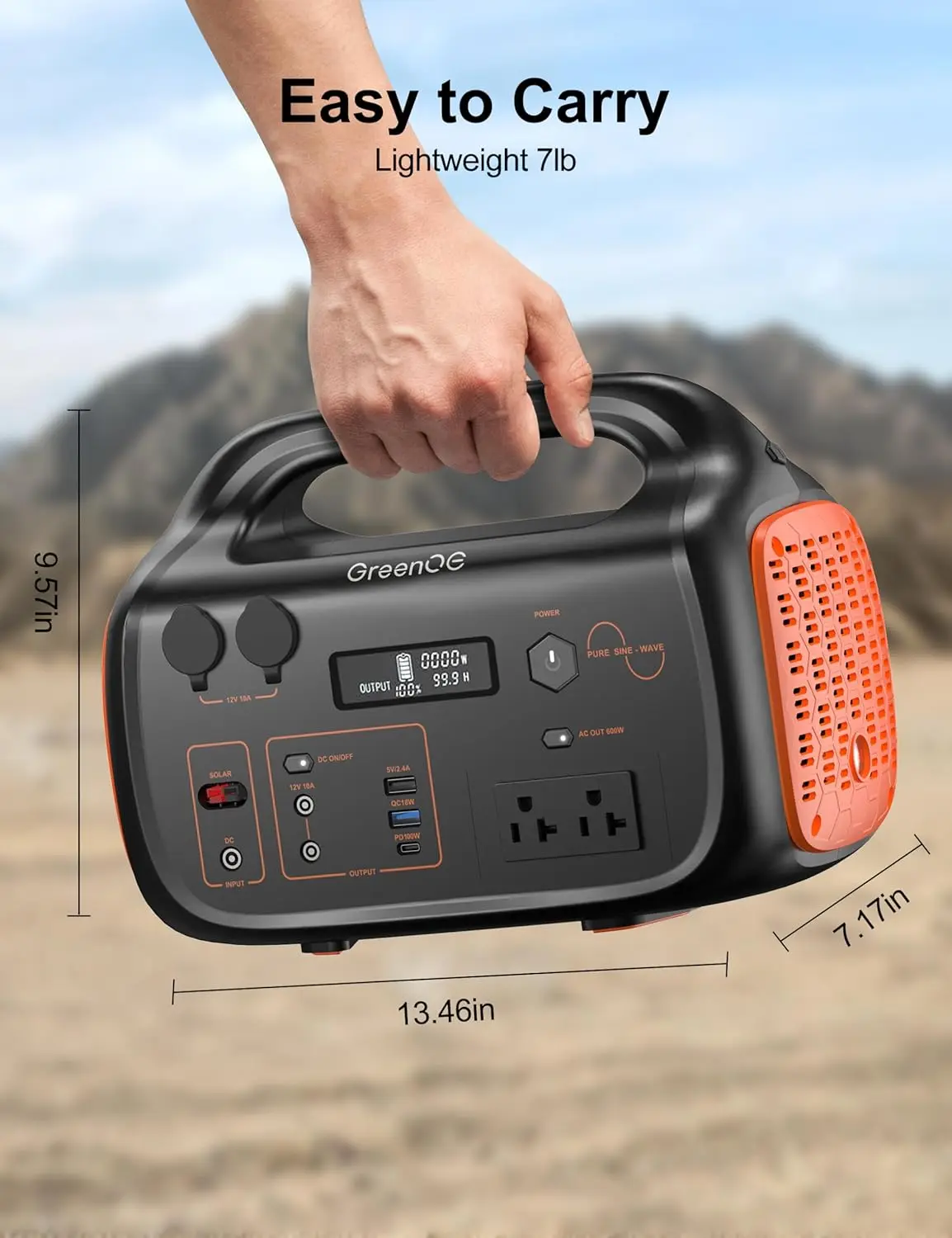 600W 655Wh 11 Ports Camping Power Bank for Outdoors Home LED Lithium Battery Backup120V Pure Sine Wave AC Outlet