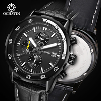 OCHSTIN Men's Leather Strap Waterproof Watches Man Hot Sale Quartz Movement Business Luxury Pilot Series Men's Fashion Watch