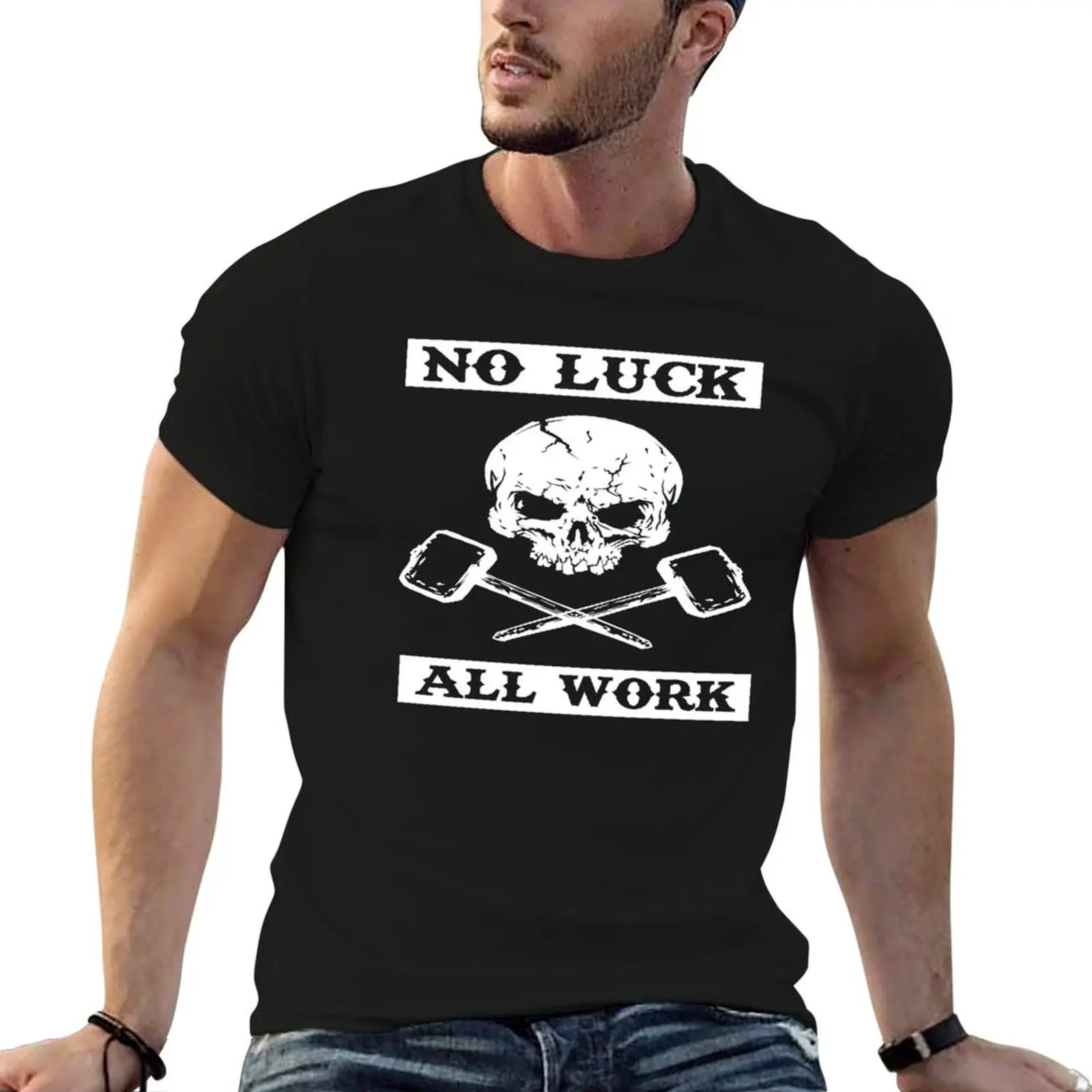 No Luck All Work T-Shirt Work Utility Short Sleeve Shirt