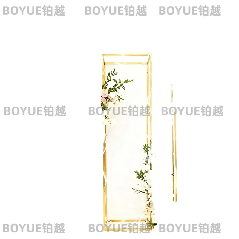 Wedding Arch Shiny Gold Iron Column, Wedding Party Store Store, Birthday Stage Background, Booth Prop, Metal Square Frame
