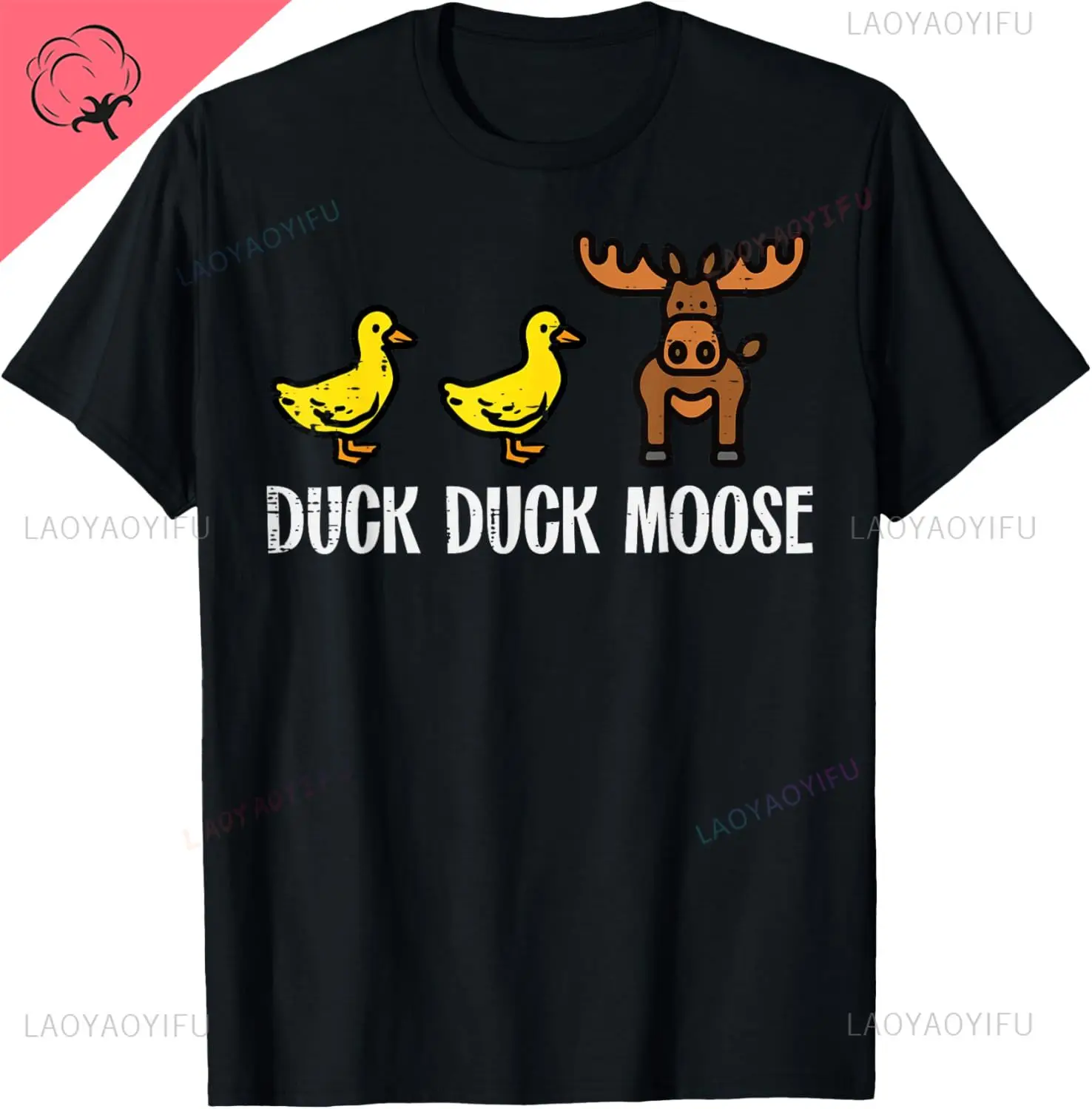 Duck Duck Moose Funny Game Pun Boys Girls Kids Toddler Women T-Shirt Breathable and Comfortable Cotton Tee Ropa Hombre