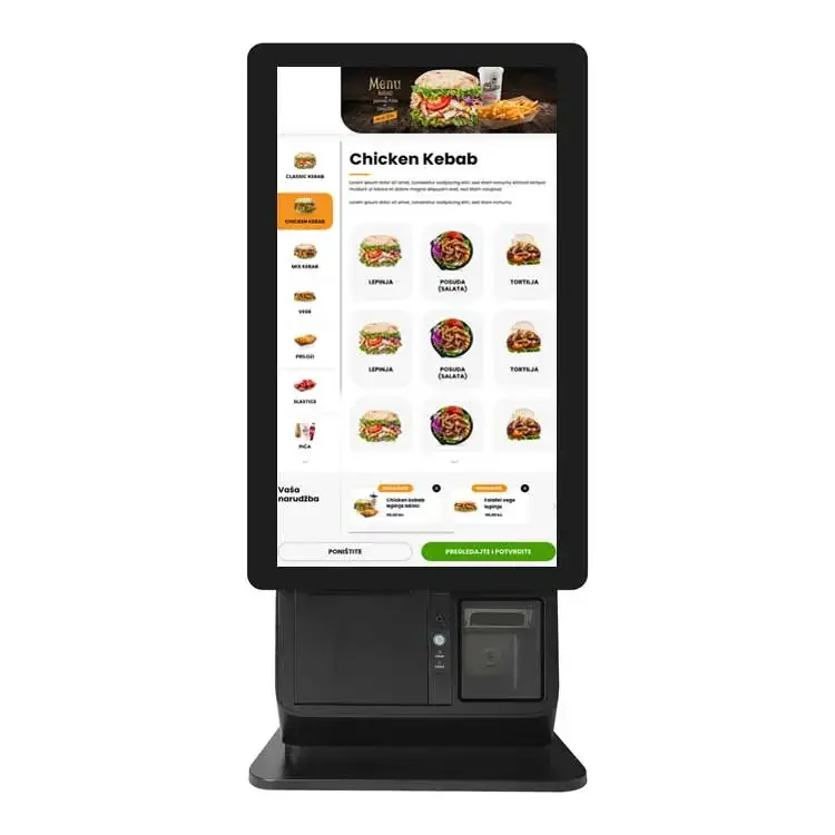 

POS system all in one fast food 21.5 inch self service order payment touch screen kiosk in chinese restaurant