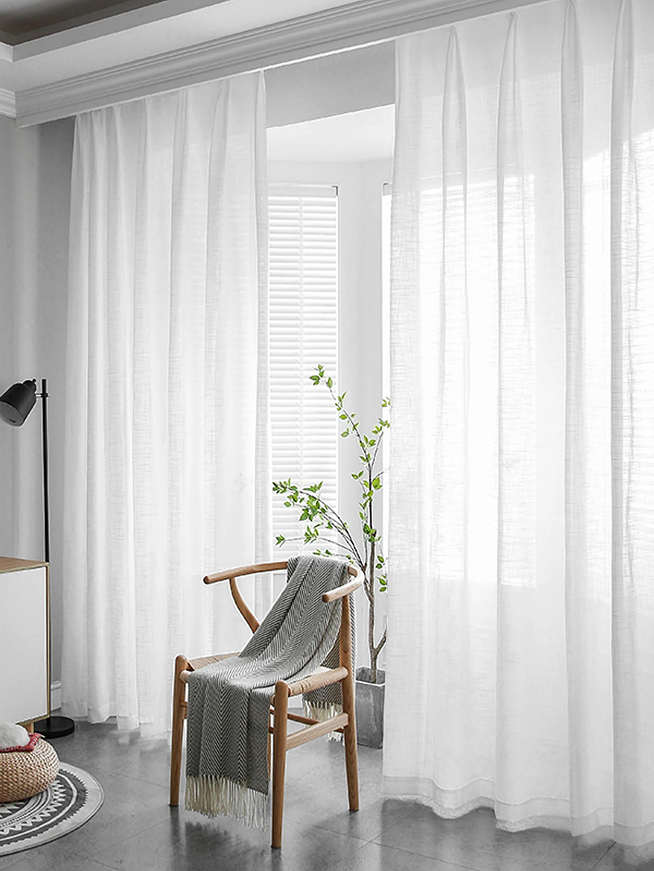 1pc Light-Transmitting Sheer Curtain with Cross Pattern for Living Room and Bedroom Decoration,Rod Pocket Gauze Curtain