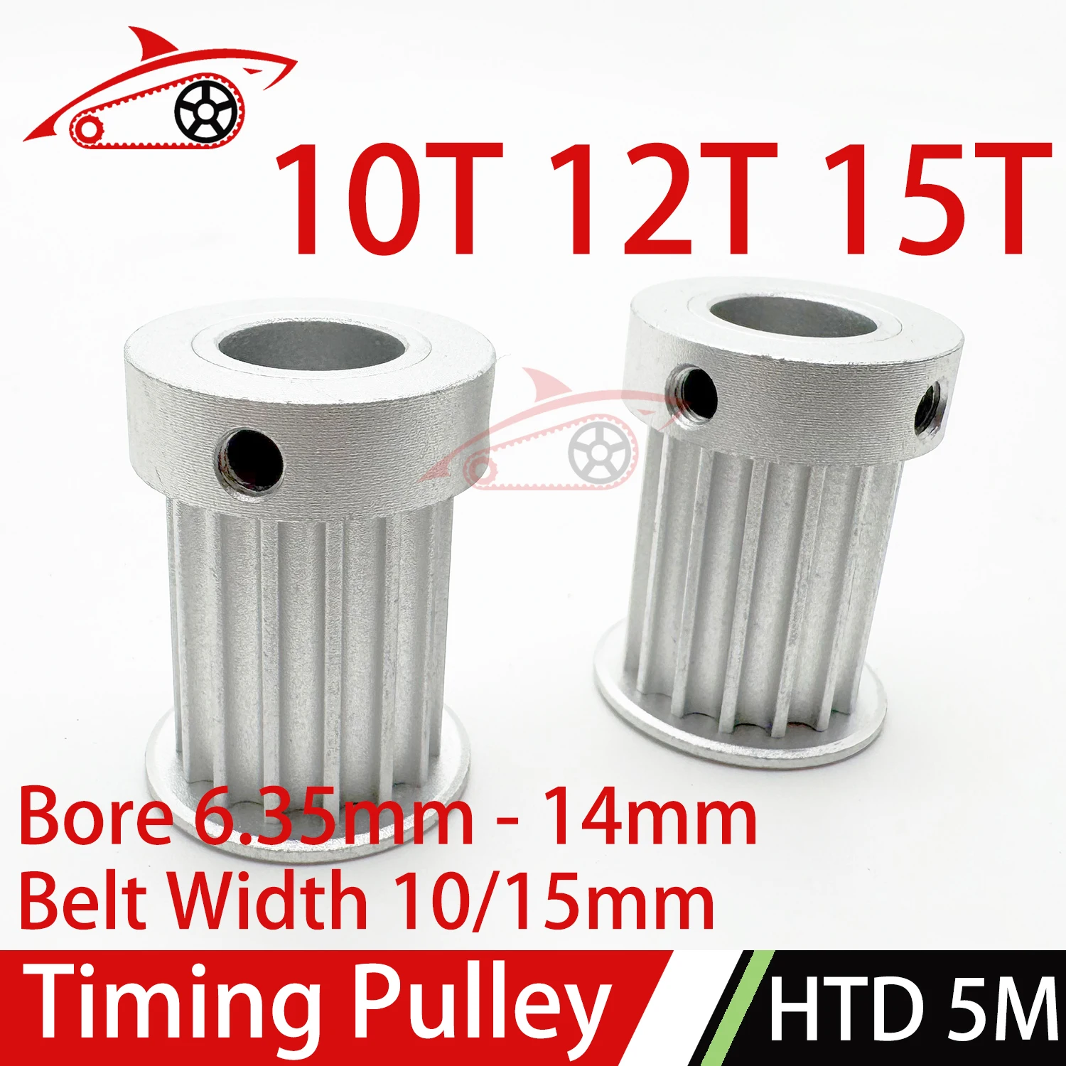 HTD 5M 10Teeth 12Teeth 15Teeth Synchronous Timing Pulley Bore 6.35/8/12/14mm Belt Width 10/15mm 10T 12T 15T K-type HTD5M Pulley