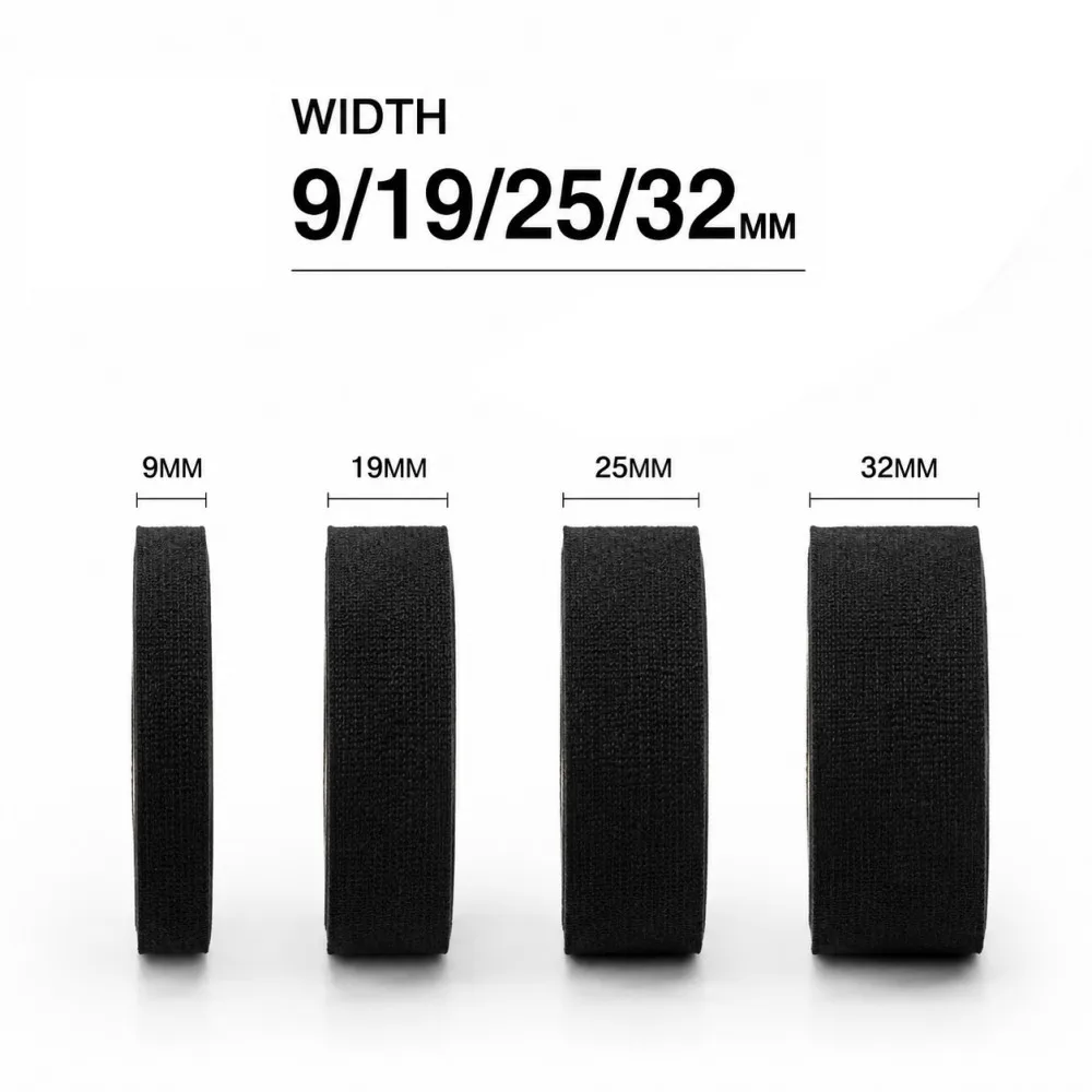 Black Heat-Resistant Retardant Tape Adhesive Cloth Tape 9/19/25/32mm*15Meter For Car Cable Harness Protection Electrical Tape