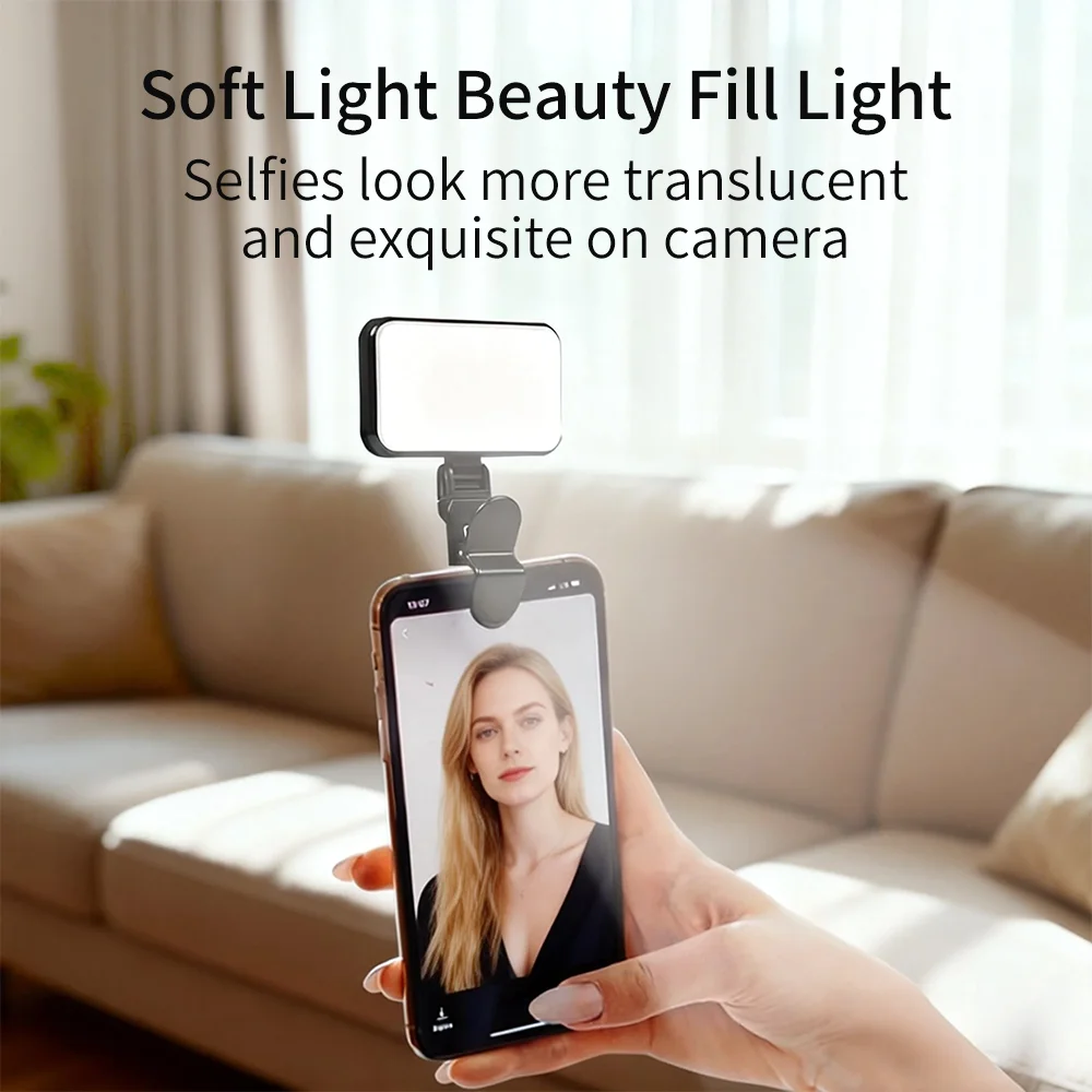

LED Mini Clip-On Selfie Light with 3 Color Temperatures Portable Makeup Lighting for Live Streaming Photography Video Calls