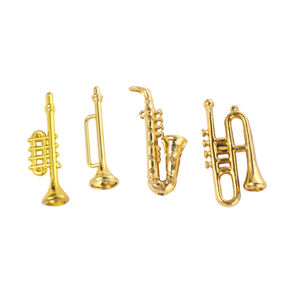 Instrumento Musical para casa de muñecas, tambor de violín, Micro paisaje, Piano en miniatura, guitarra, trompeta clásica, saxofón, escala 1/12