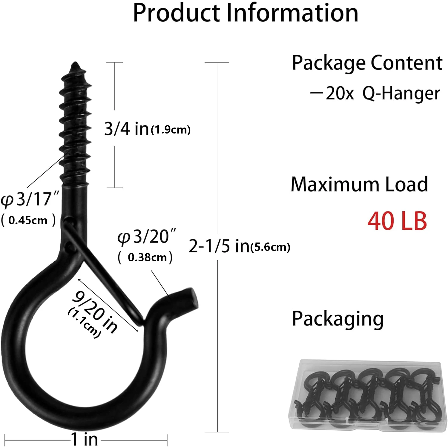 10/20/40 Pack Q-shaped Nail Hook Hooks Screw Christmas Light Hooks for Outdoor String Lights, Security Buckle Design, Easy to Release Falling Bonsai