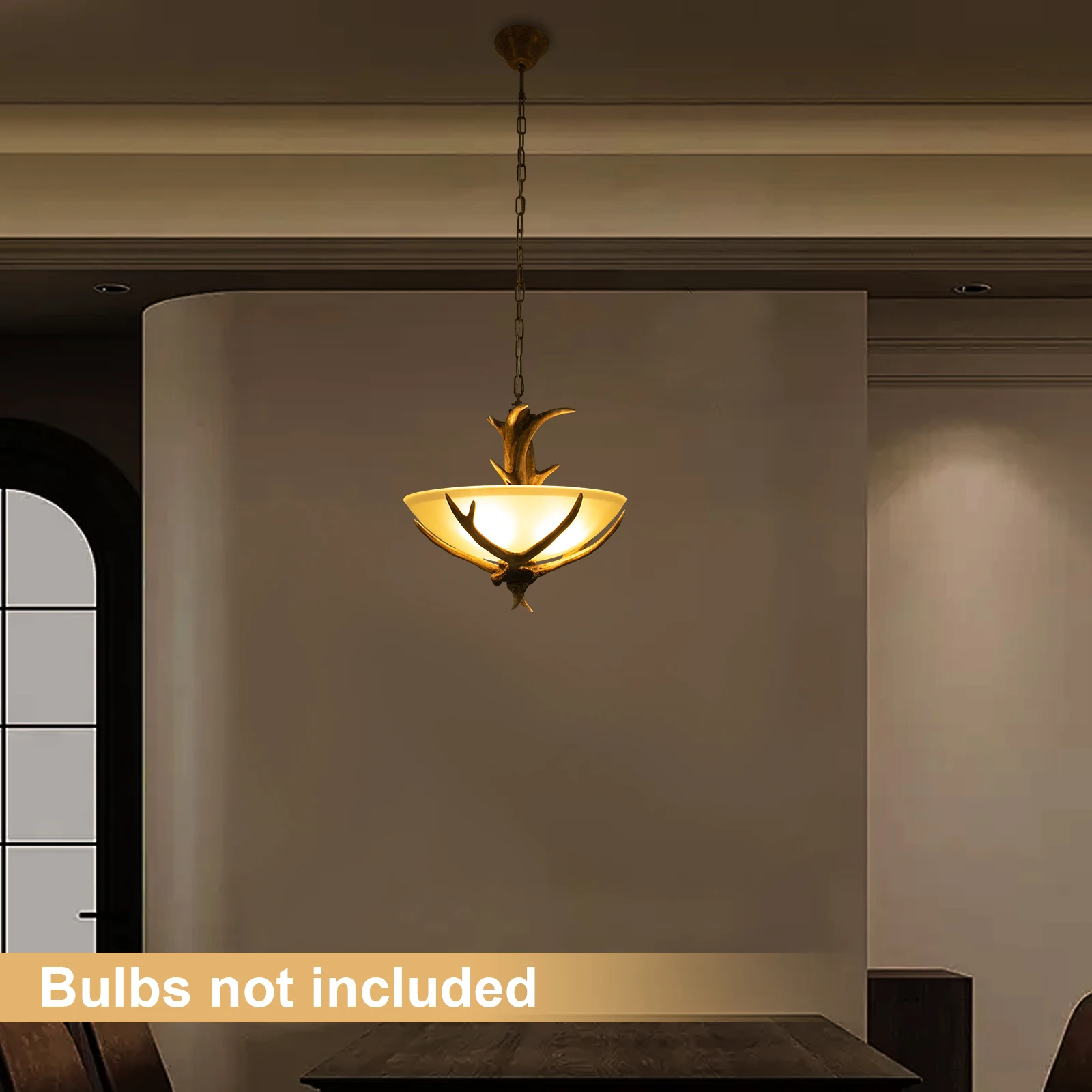 

Resin Rustic Deer Horn Antler Chandelier Warm Light Faux Antler Light Hanging Pendant lamp Ceiling Light For Living Room