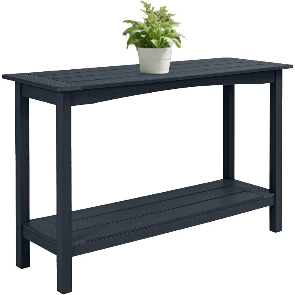 

Weatherproof HIPS Outdoor Console Table, 48'' 2-Shelf SideTable Indoor/Outdoor Use, Multifunctional Buffet Table Bar Storage Org