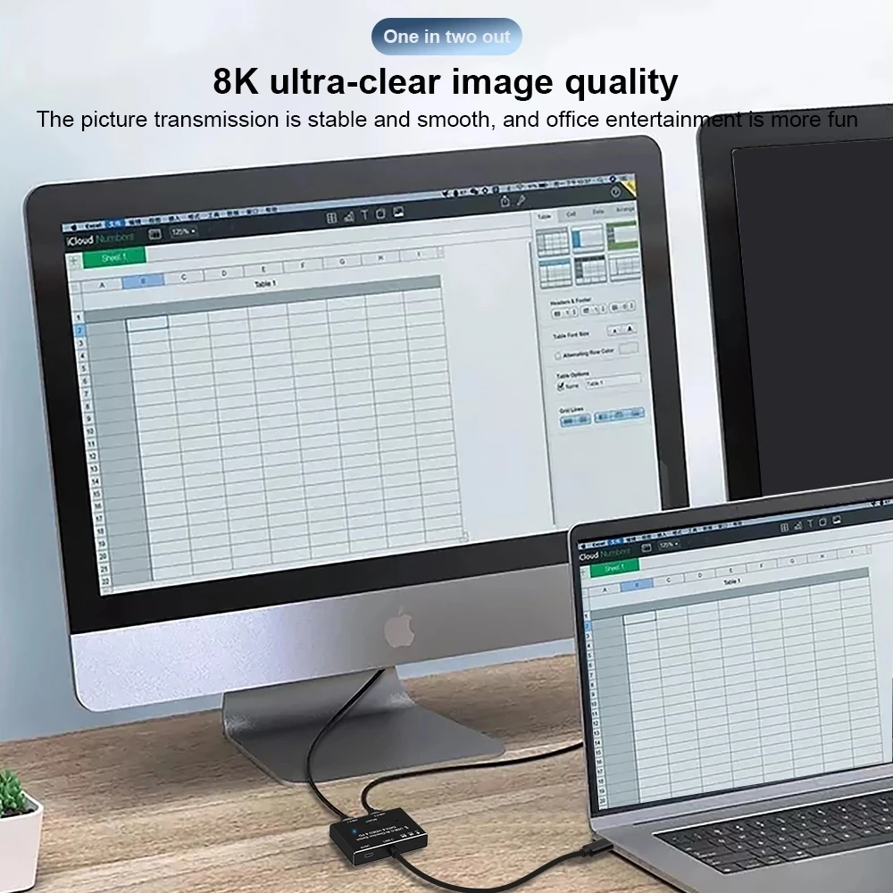 Type-C USB Switch Splitter 1x2/2x1 Video Data KVM 8K 30Hz 4K 120Hz PD 100W 10Gbps Switcher for PC laptop PD Multi-source Switch