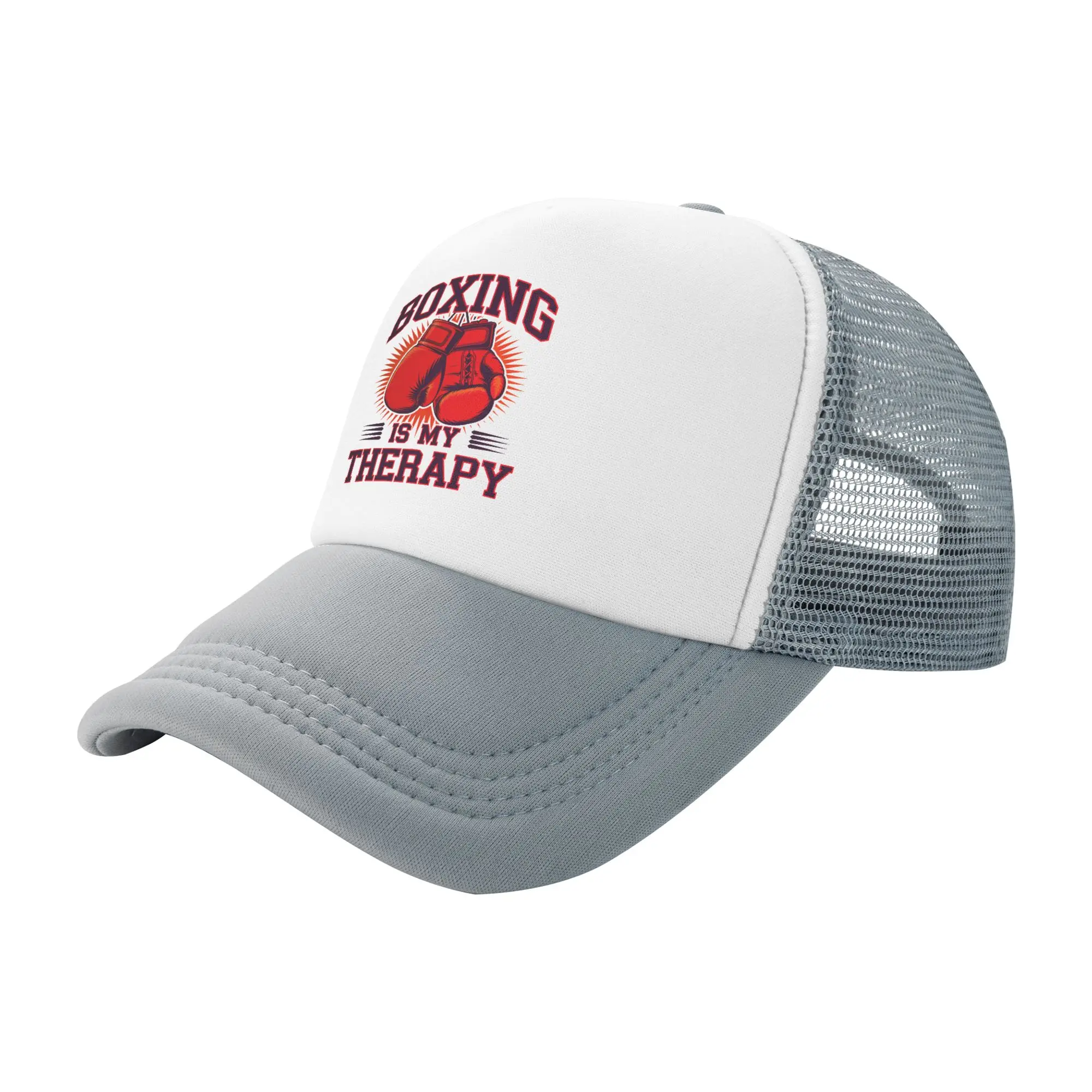 Punk Unisex Boxing Is My Therapy Sports Quote Trucker Hat Adult Boxer Lover Adjustable Baseball Cap for Men Hip Hop  Trucker Cap