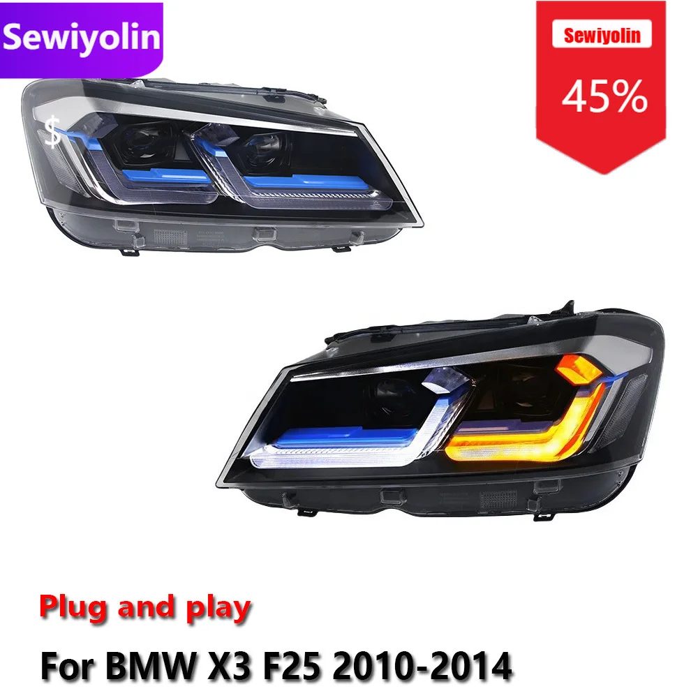 

Car DRL LED Headlight Assemblies For BMW X3 F25 2010-2014 Fog DRL Brake Turn Signal Lamp Plug and Play