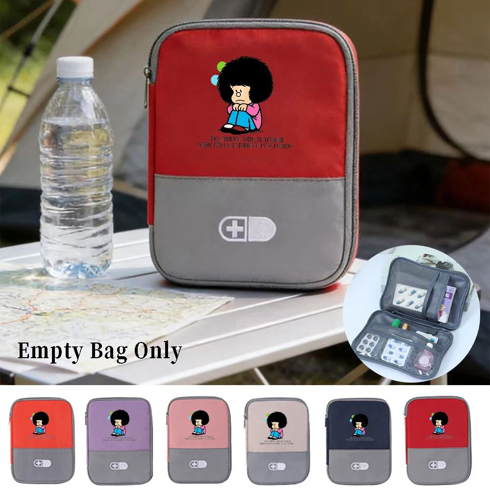 Portable Mafalda Cartoon Print First Aid Bag,Medicine Storage OrganizerZipper Empty Pouch Lightweight Empty Bag Only